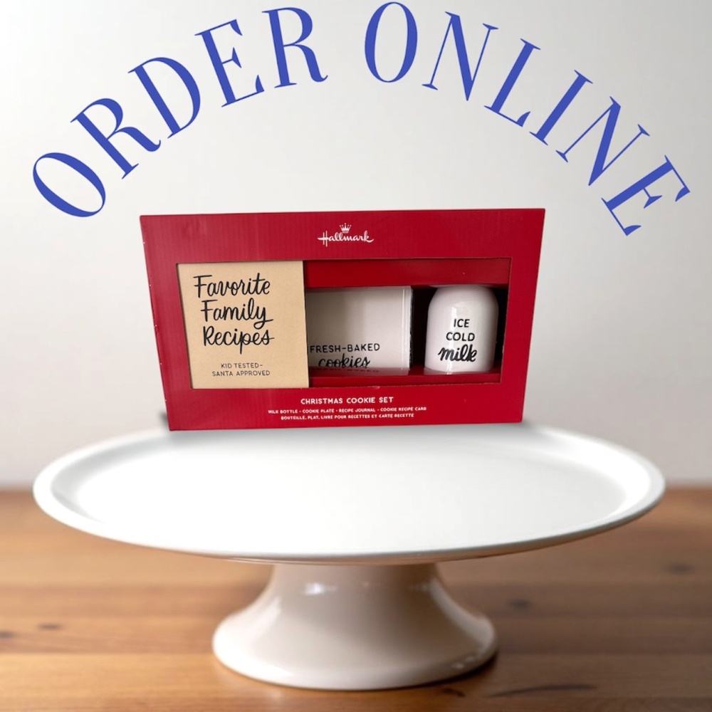 Hallmark Christmas Cookie Set: Cookie Plate and Milk Bottle